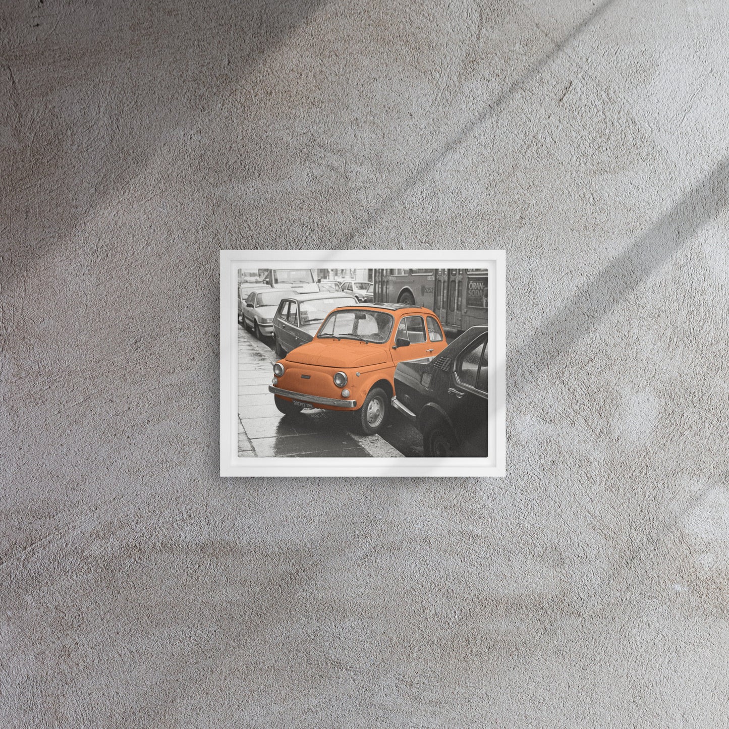 RF Framed canvas "Cinquecento orange”, Rome 1989