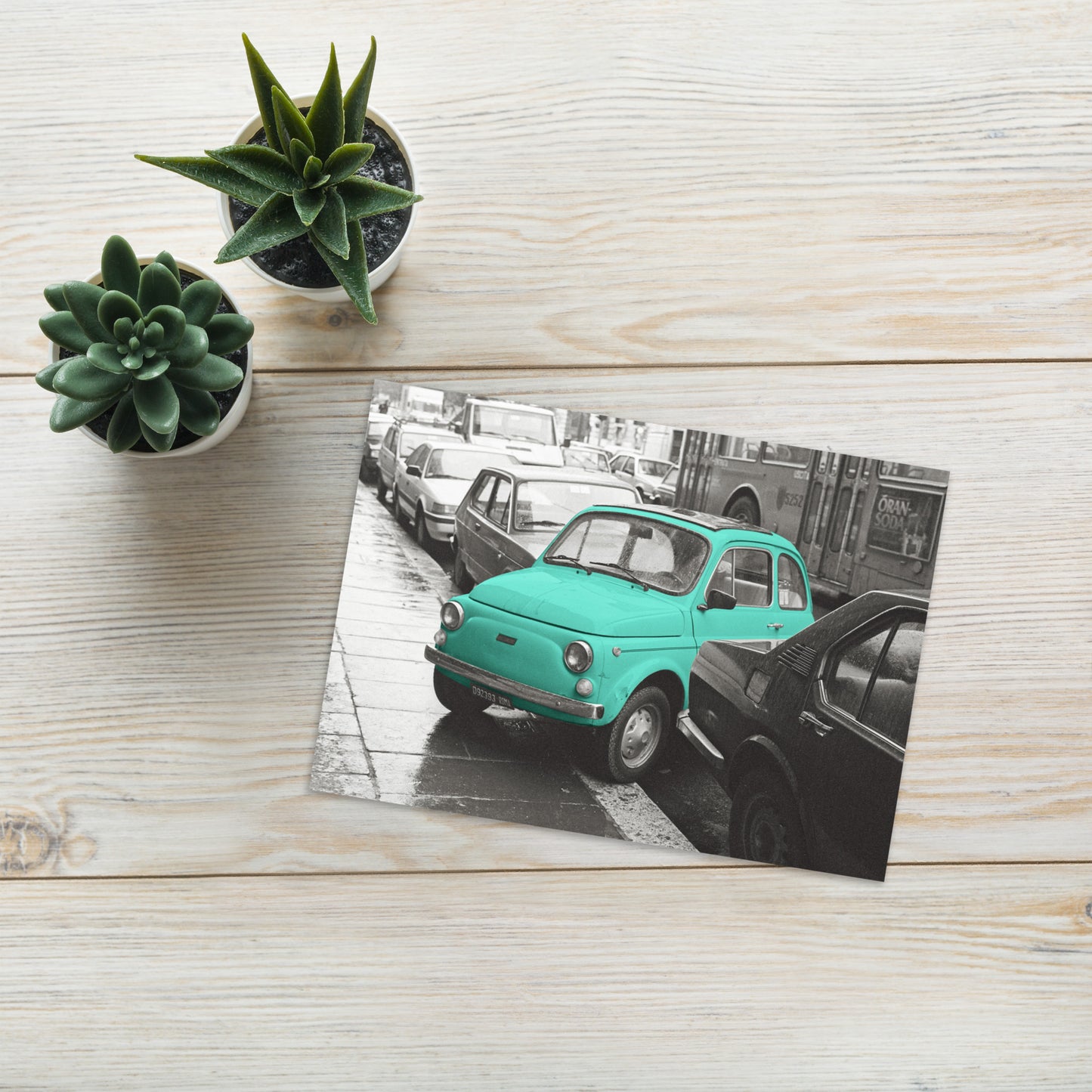 Greeting card “Cinquecento turquoise”, Rome 1989