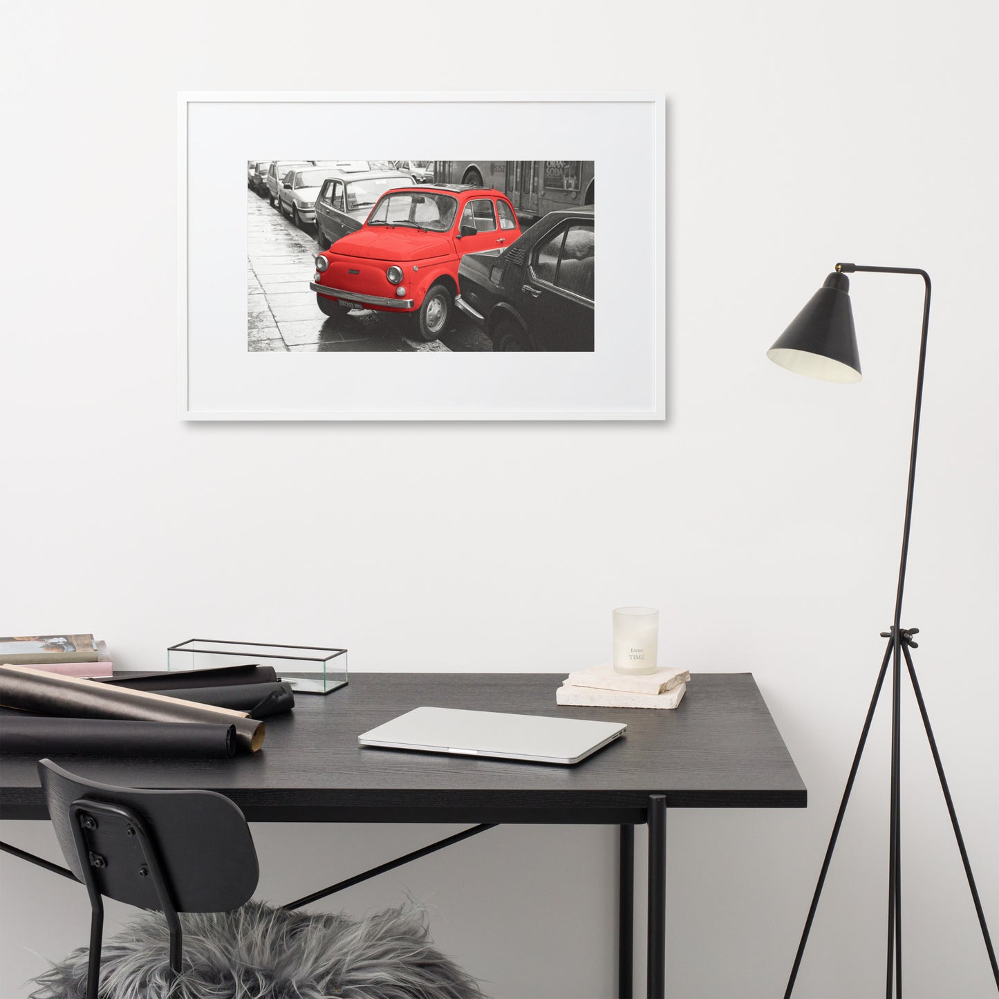 RF Matte Paper Framed Poster With Mat “Cinquecento red”, Rome 1989