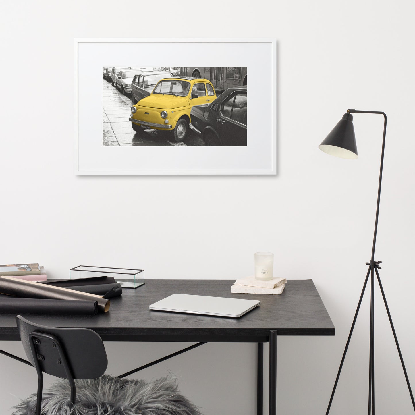 RF Matte Paper Framed Poster With Mat “Cinquecento yellow”, Rome 1989