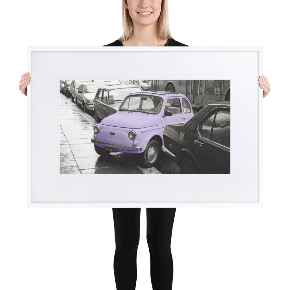 RF Matte Paper Framed Poster With Mat “Cinquecento purple”, Rome 1989