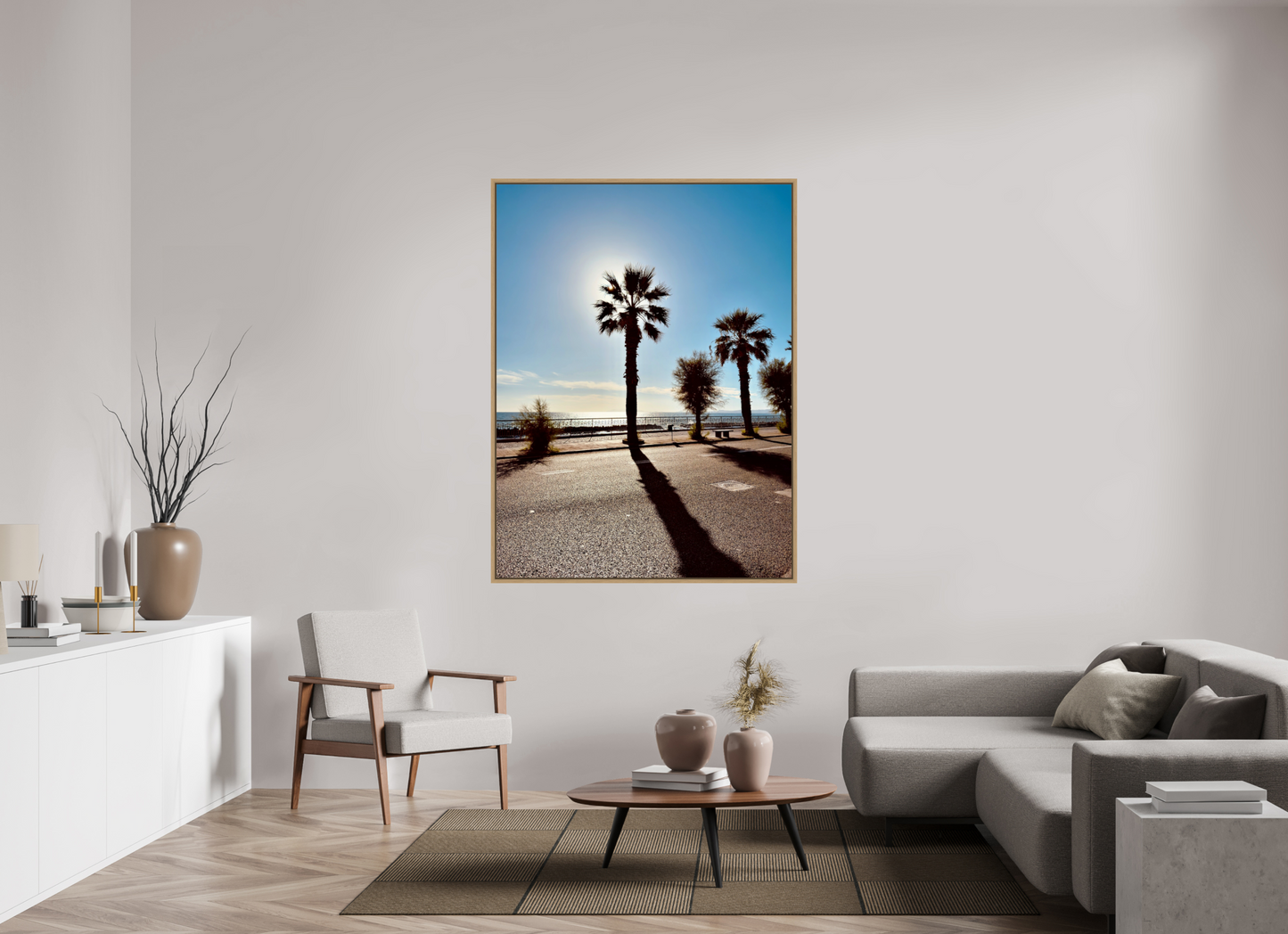 120 x 160 cm, Floater Frame, Basel 15 mm, Natural oak Palma, Naples 2025