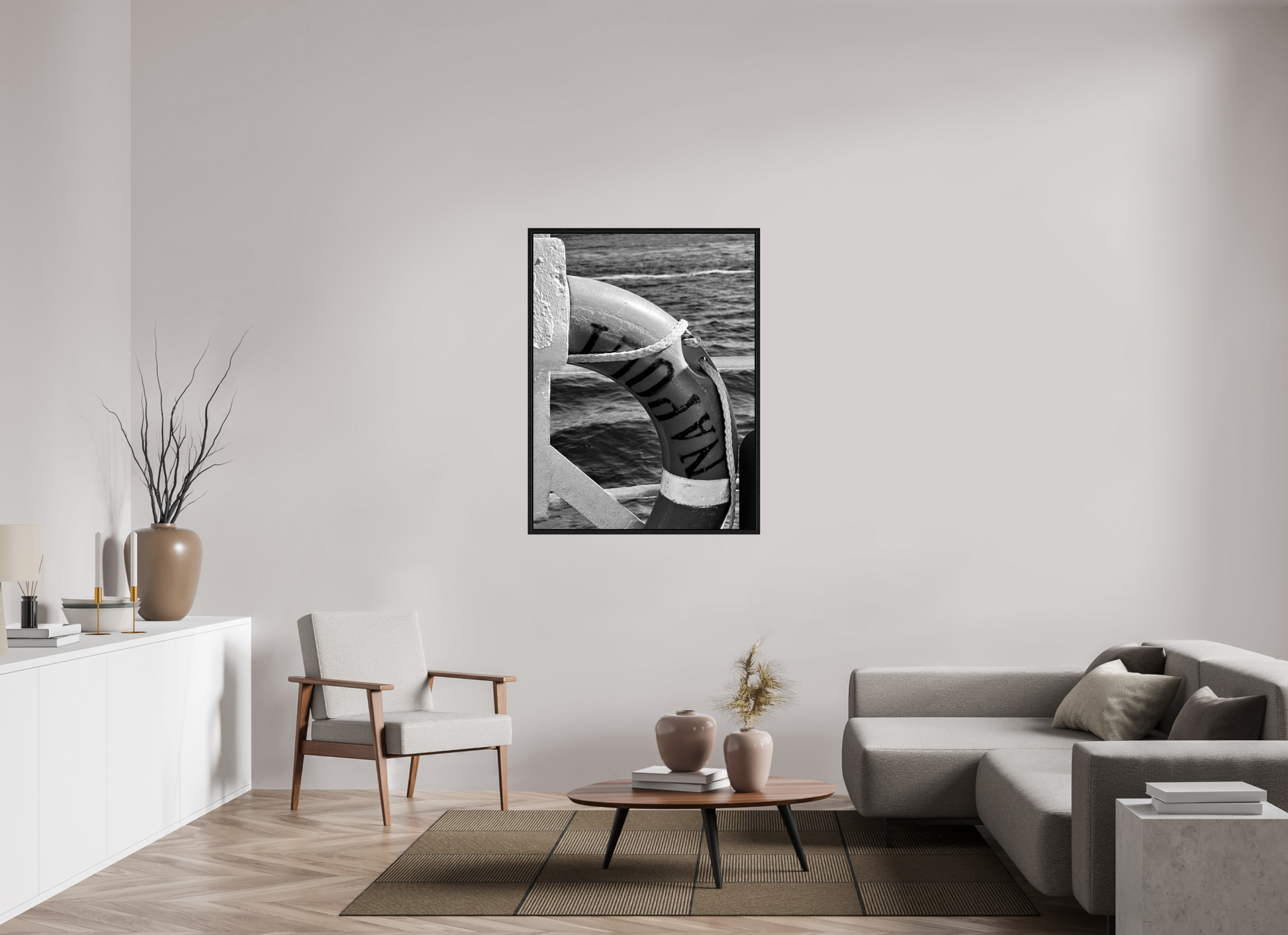 90 x 120 cm, Floater Frame, Basel 15 mm, Black oak Save Naples