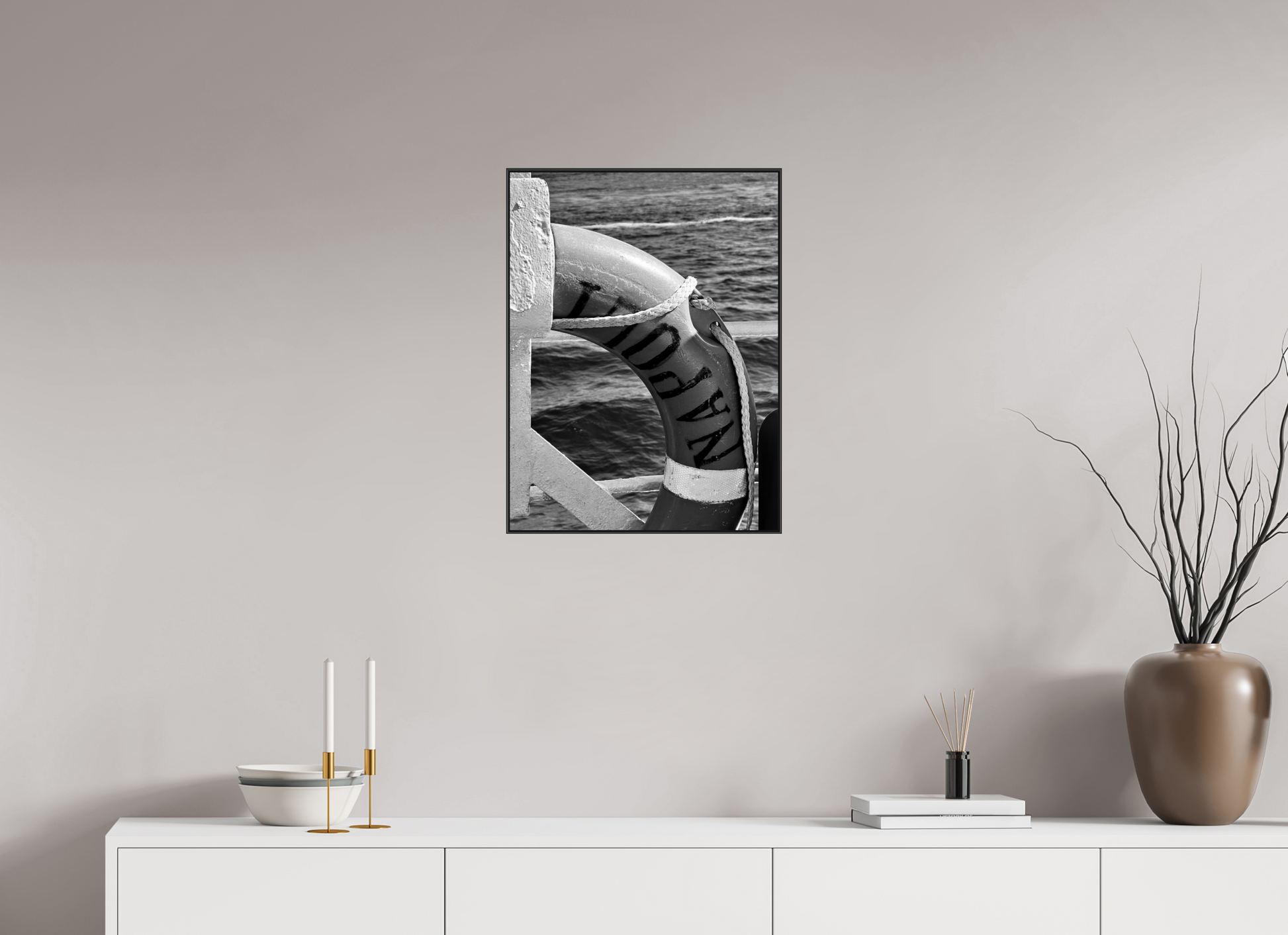 45 x 60 cm, Photo in Aluminium ArtBox, Profile 50 mm (Black) Save Naples