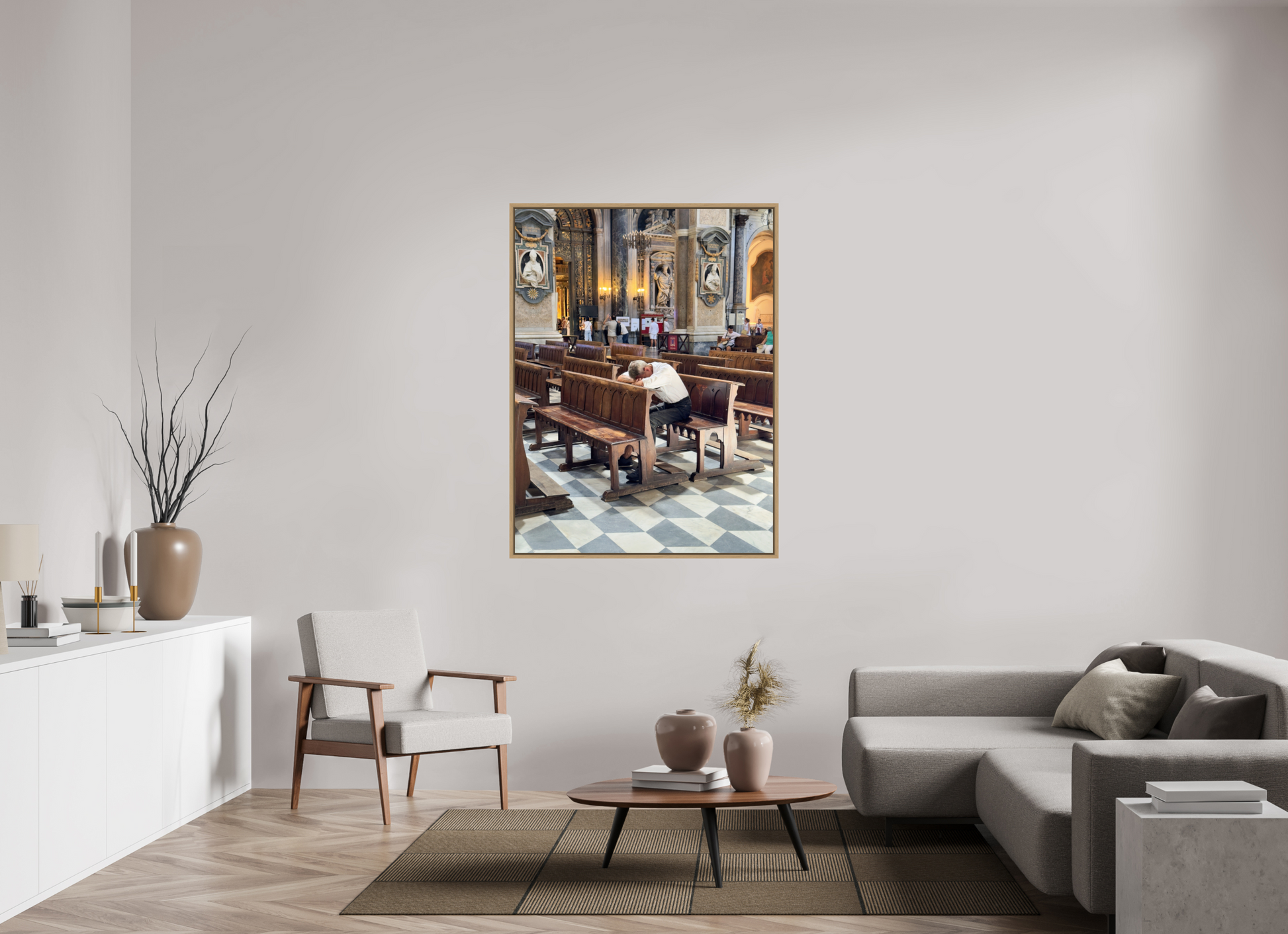 105 x 140 cm, Floater Frame, Basel 15 mm, Natural oak Il duomo, Naples 2025