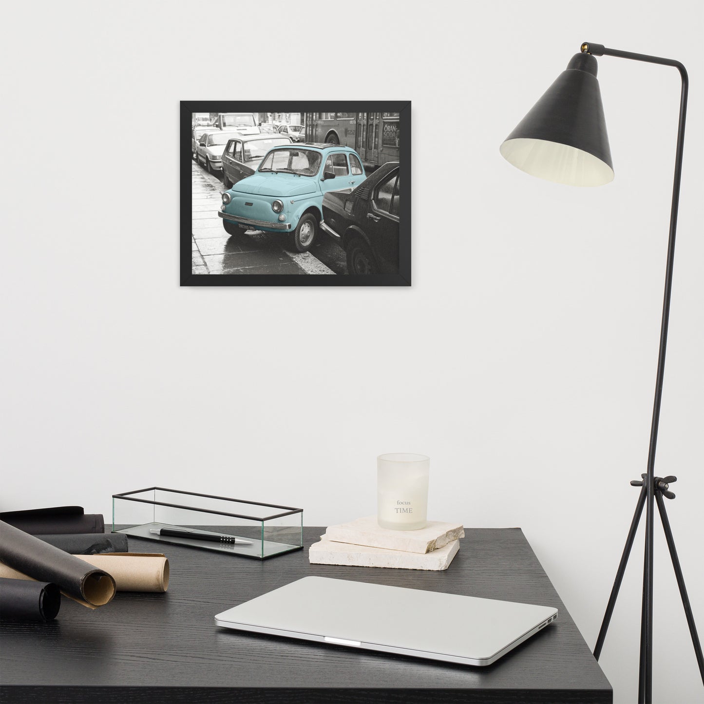 RF Framed photo paper poster “Cinquecento blue”