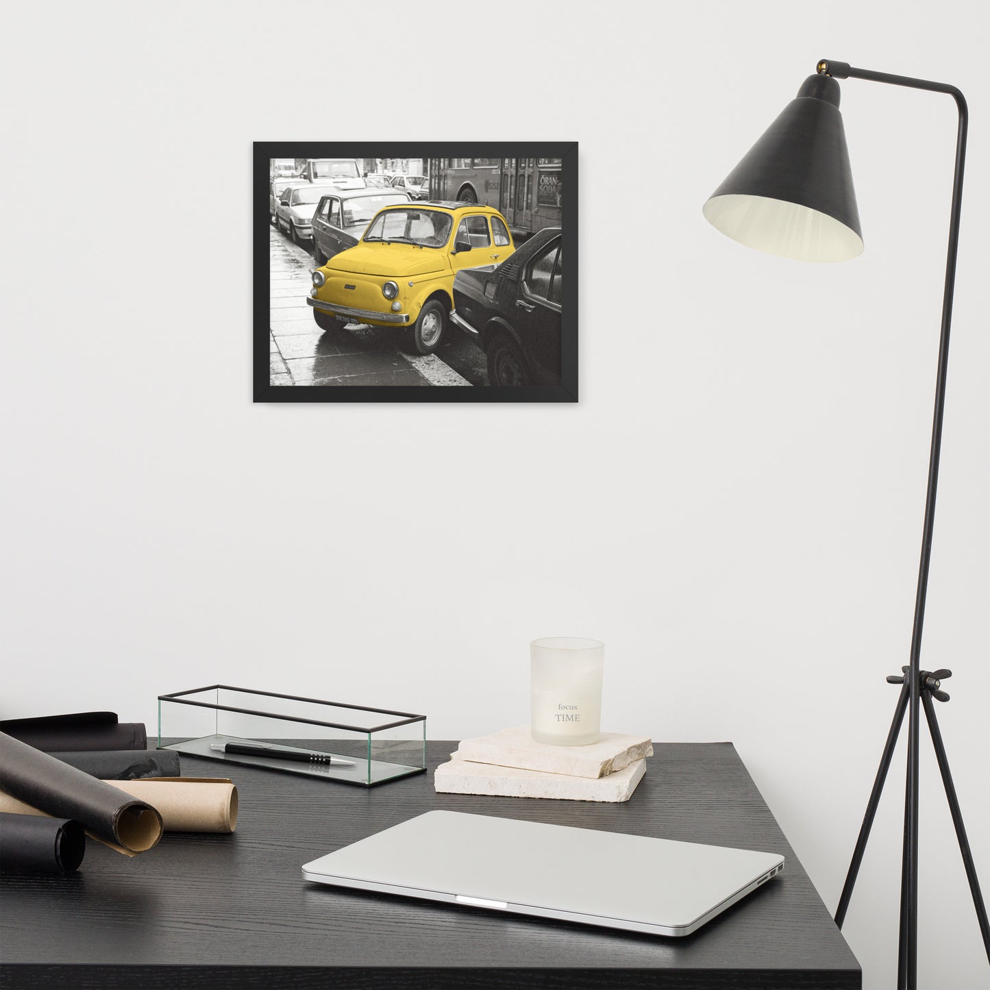 RF Framed photo paper poster “Cinquecento yellow”