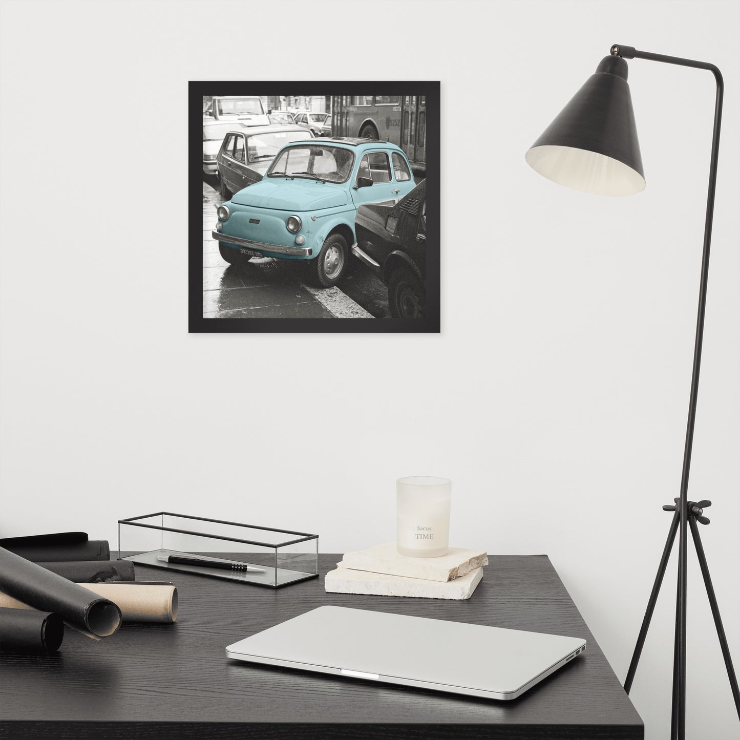 RF Framed photo paper poster “Cinquecento blue”