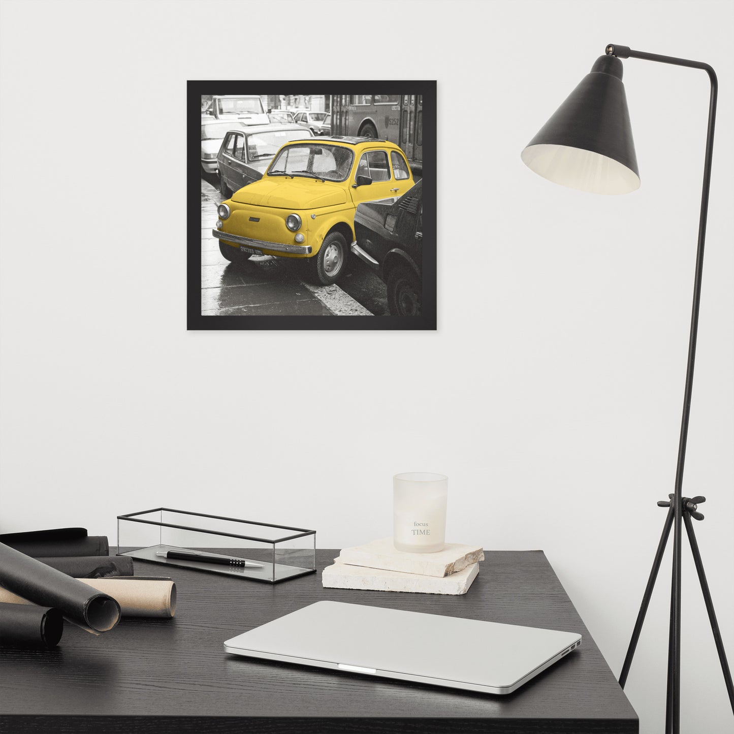 RF Framed photo paper poster “Cinquecento yellow”