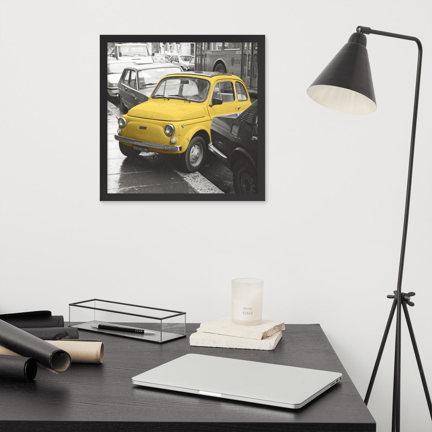 RF Framed photo paper poster “Cinquecento yellow”