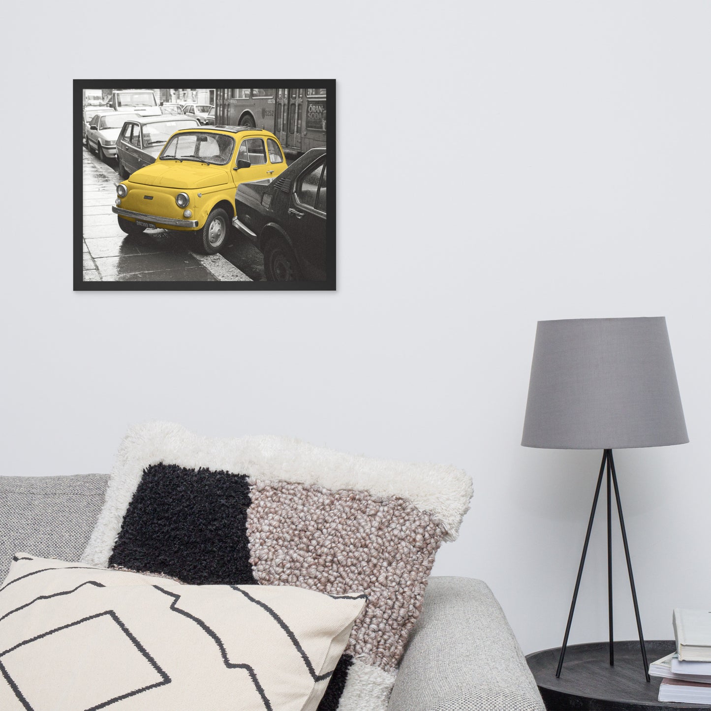 RF Framed photo paper poster “Cinquecento yellow”