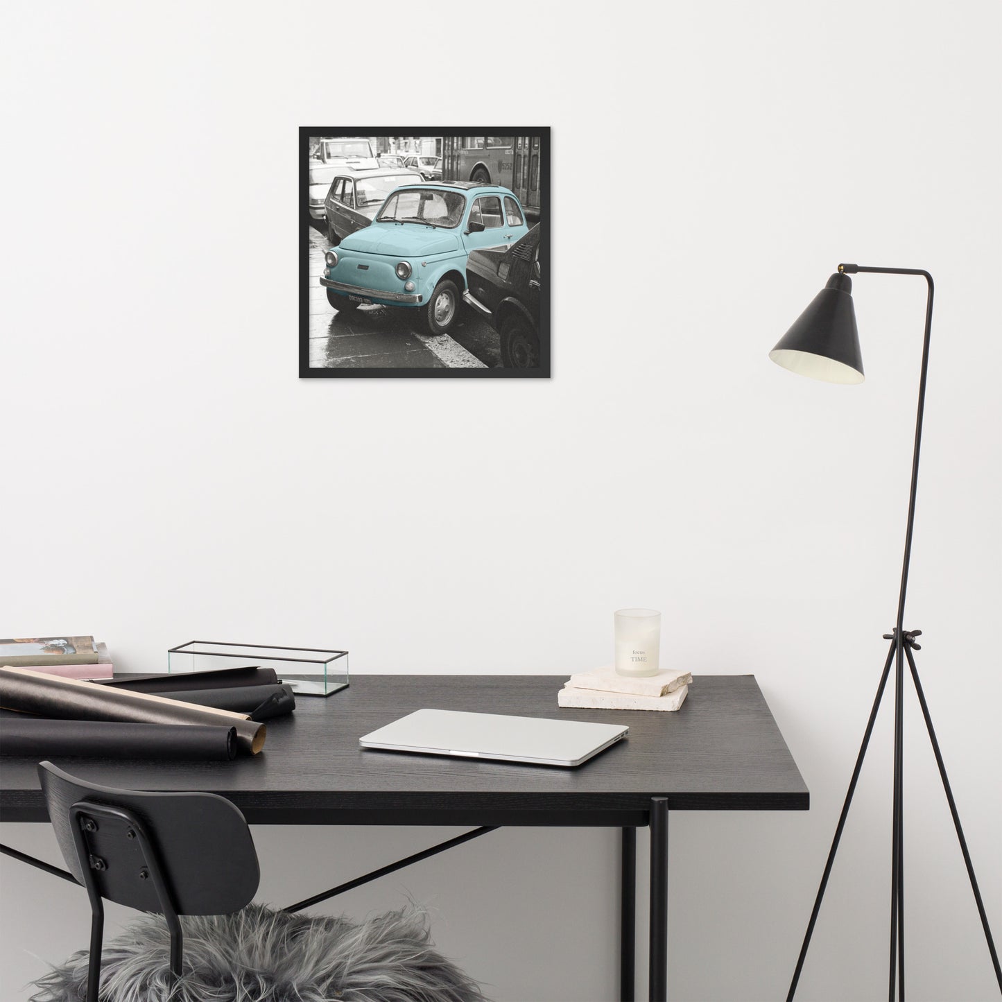 RF Framed photo paper poster “Cinquecento blue”