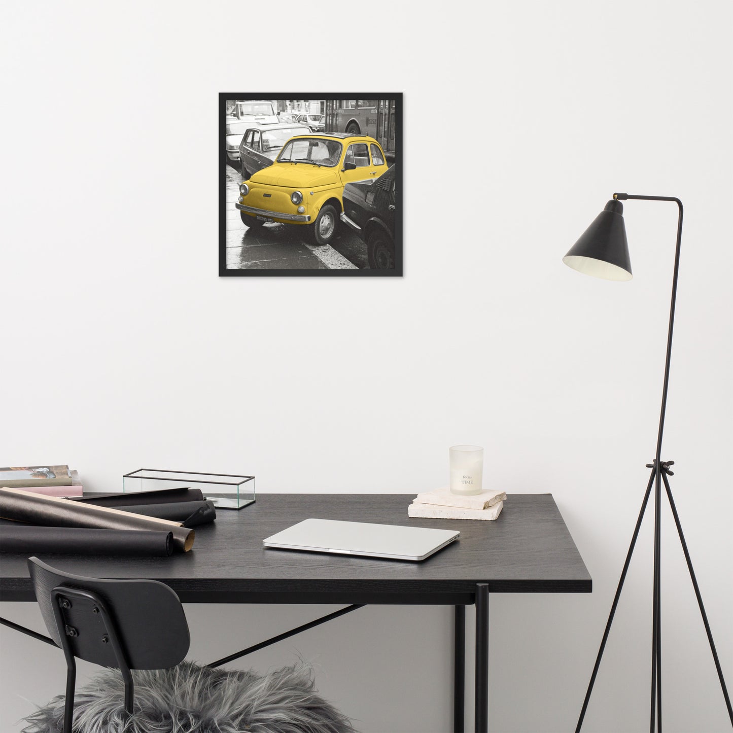 RF Framed photo paper poster “Cinquecento yellow”