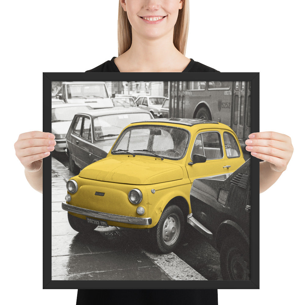 RF Framed photo paper poster “Cinquecento yellow”