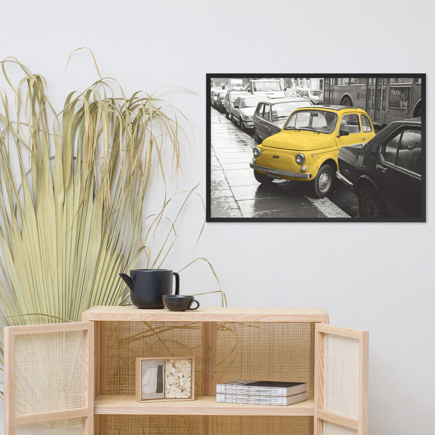 RF Framed photo paper poster “Cinquecento yellow”