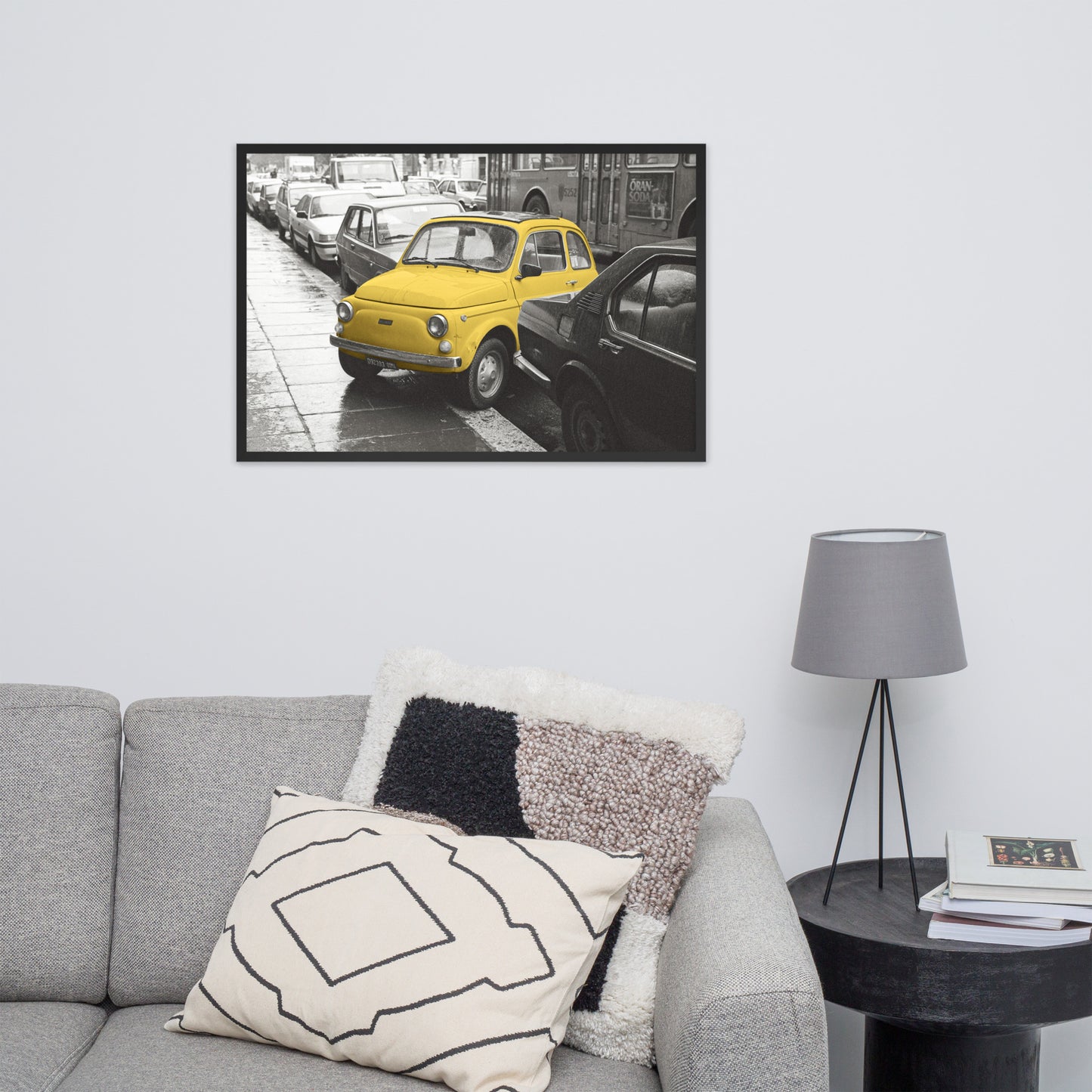 RF Framed photo paper poster “Cinquecento yellow”