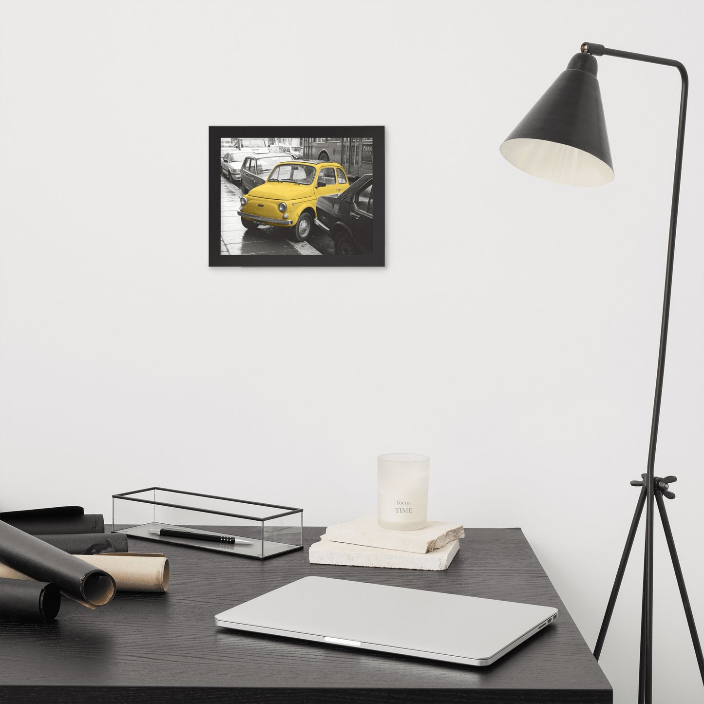 RF Framed photo paper poster “Cinquecento yellow”