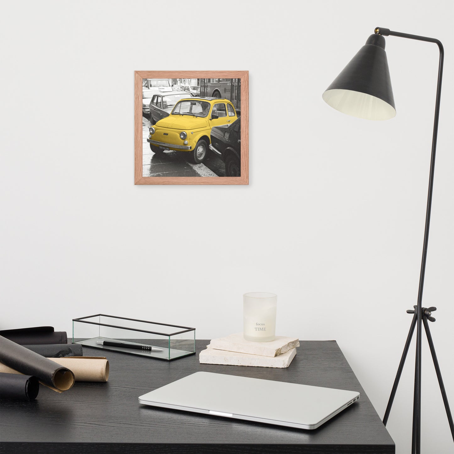 RF Framed photo paper poster “Cinquecento yellow”