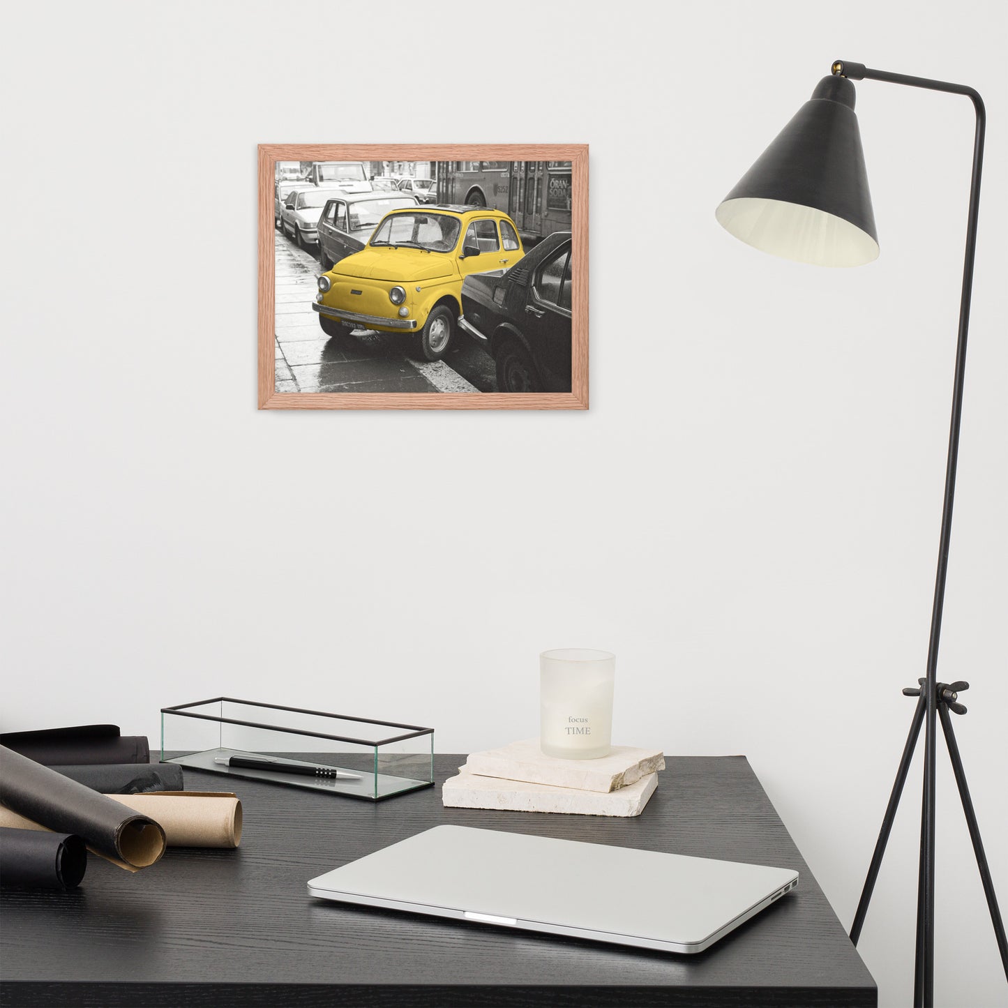 RF Framed photo paper poster “Cinquecento yellow”