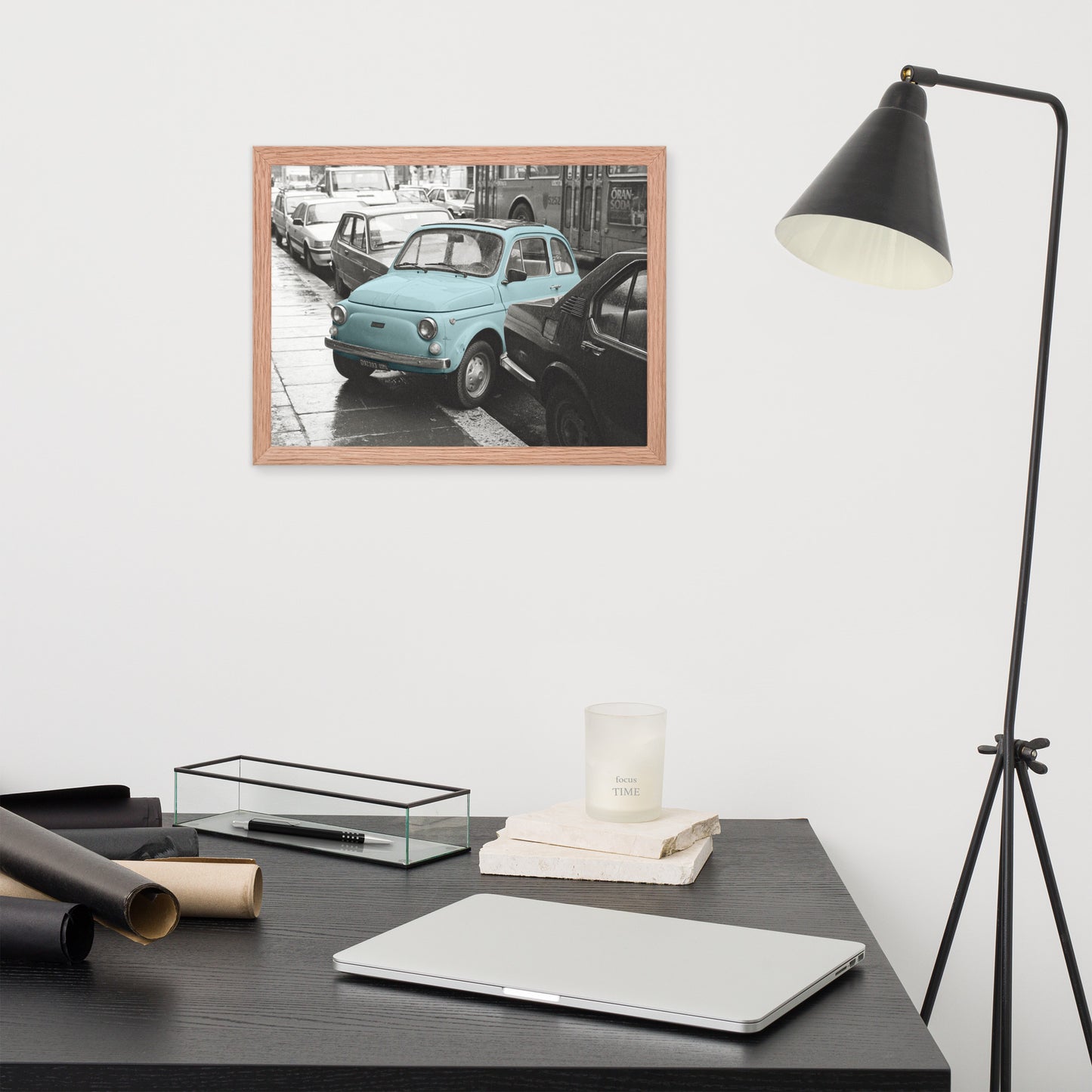 RF Framed photo paper poster “Cinquecento blue”