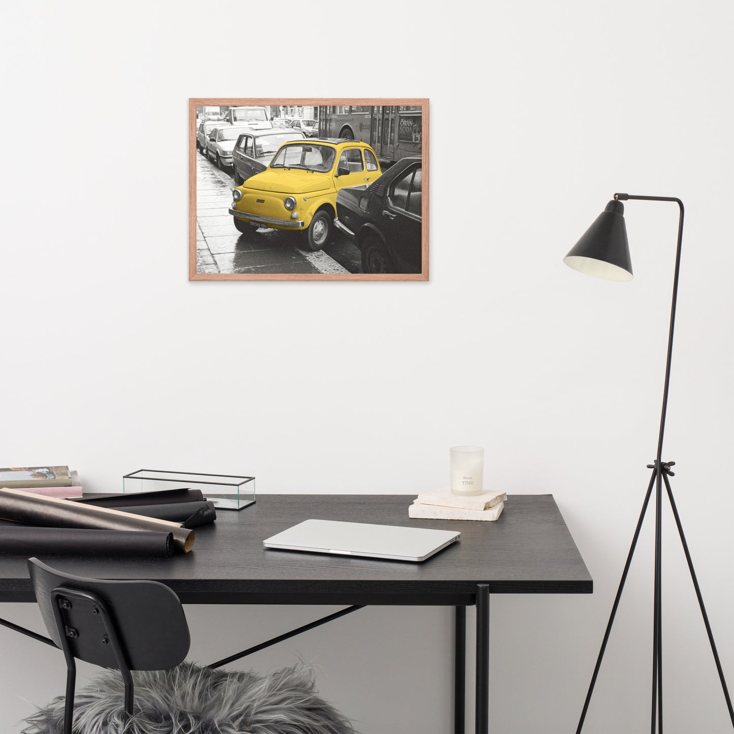 RF Framed photo paper poster “Cinquecento yellow”