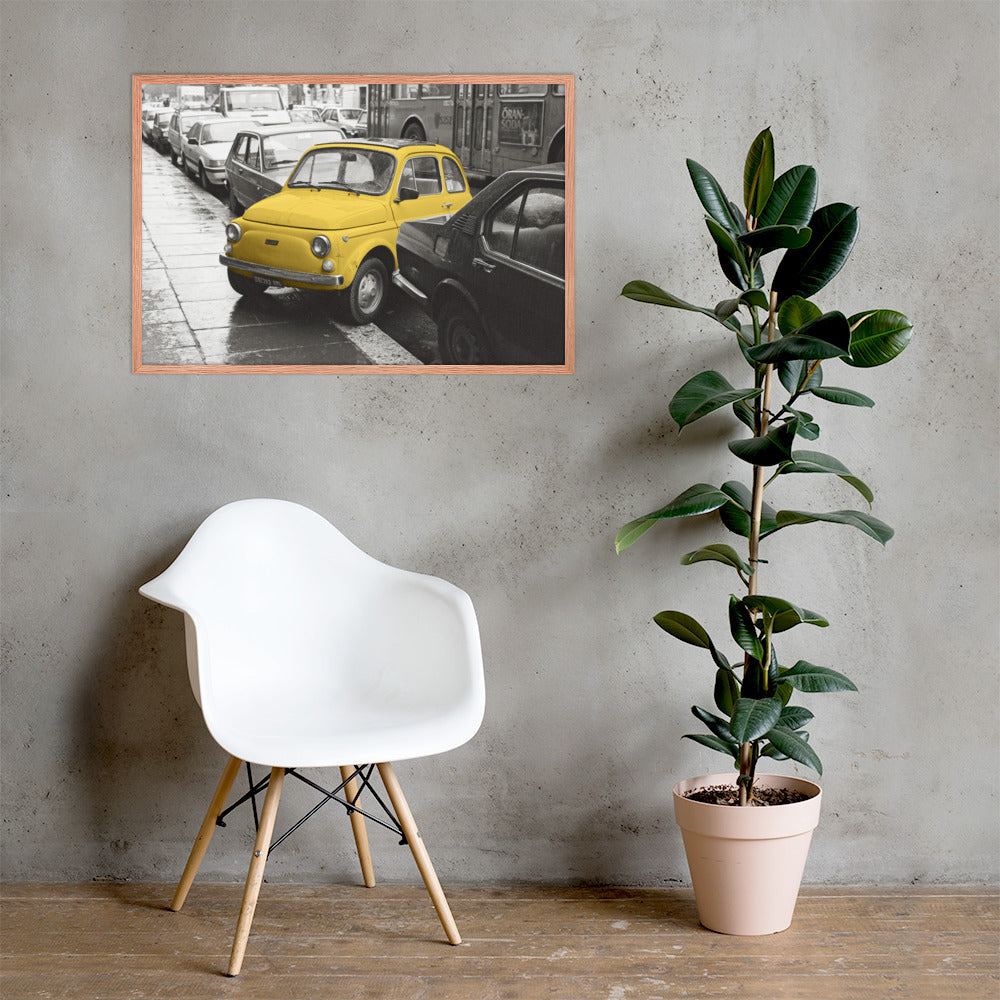 RF Framed photo paper poster “Cinquecento yellow”