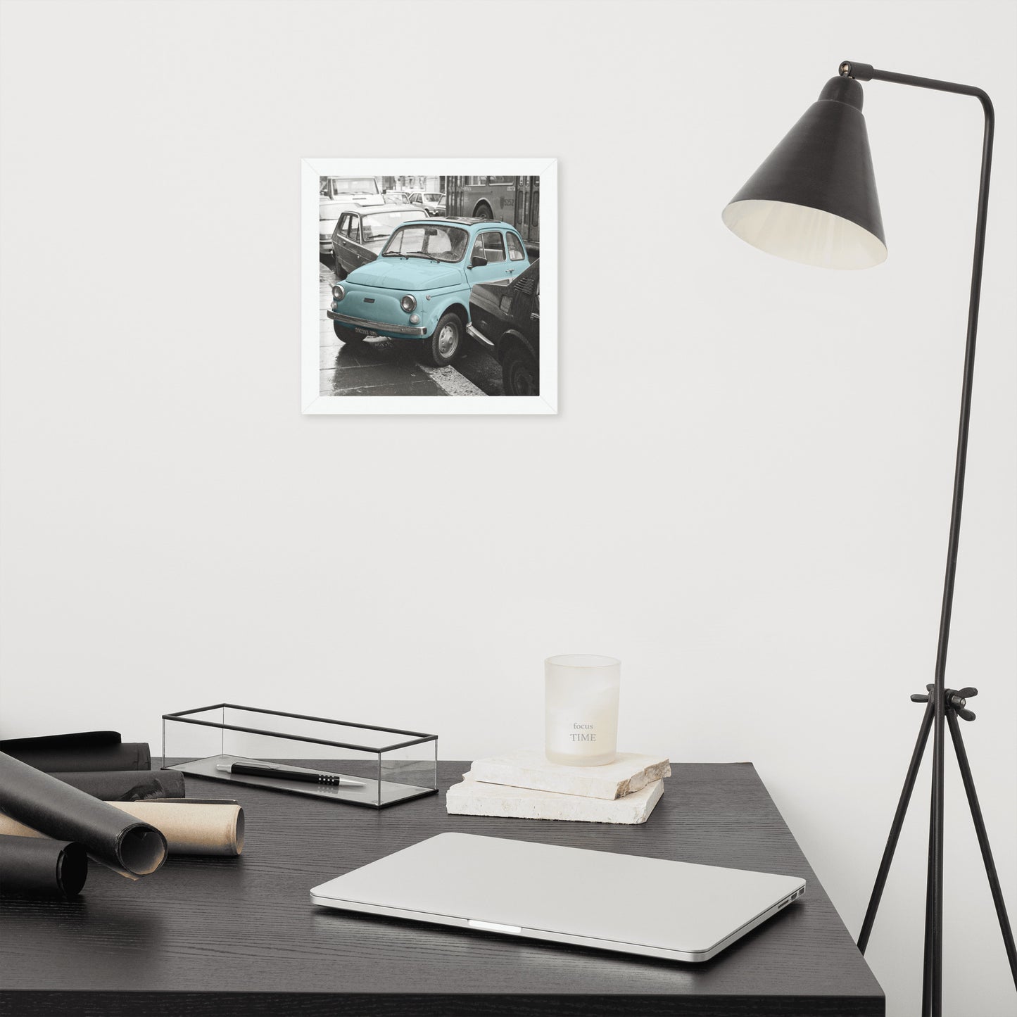 RF Framed photo paper poster “Cinquecento blue”