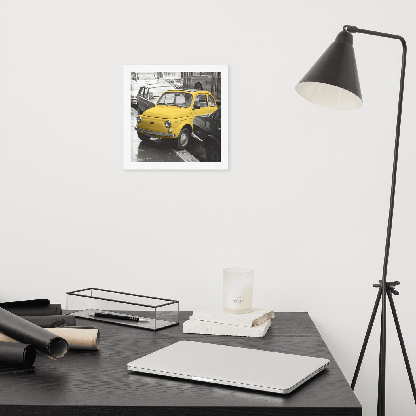 RF Framed photo paper poster “Cinquecento yellow”