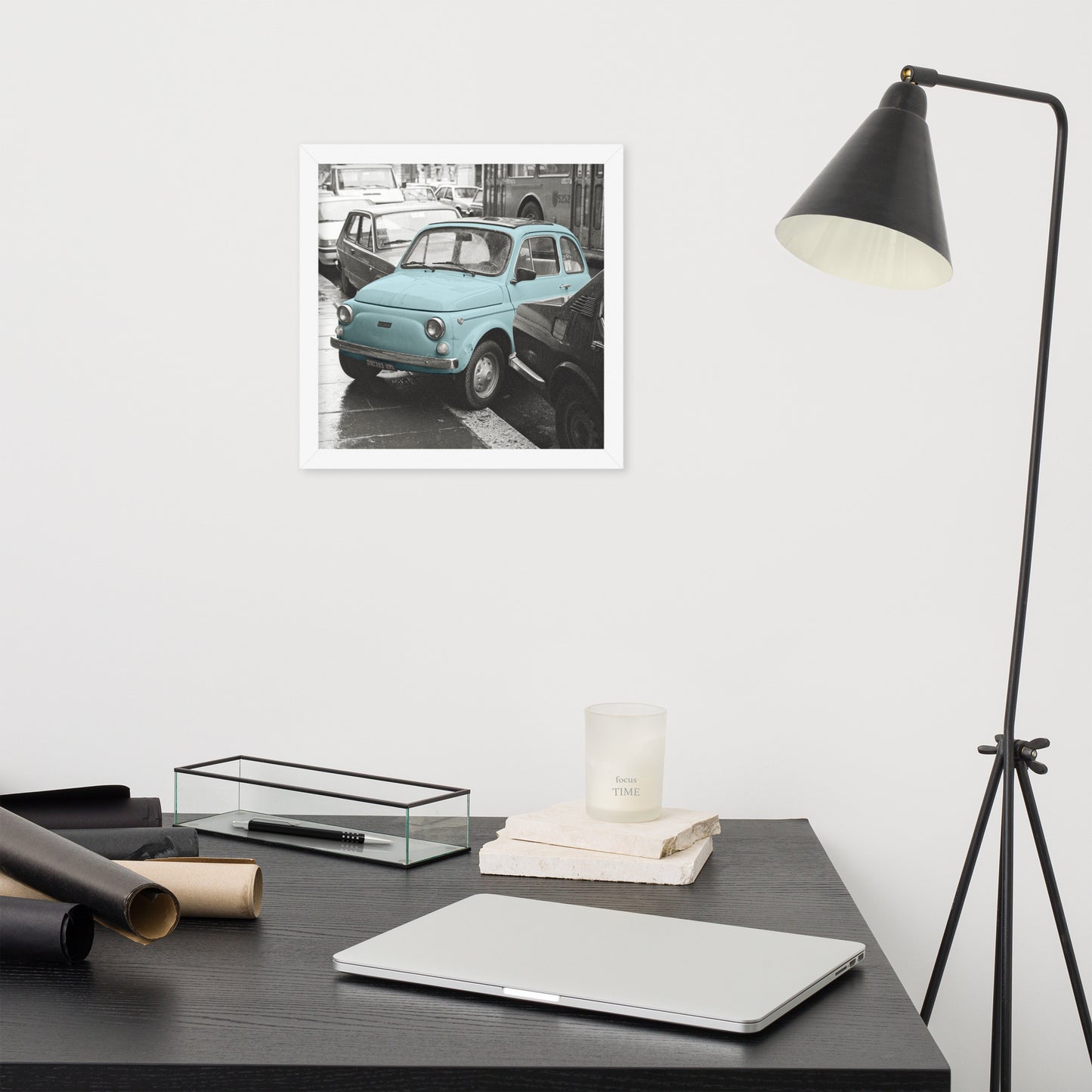 RF Framed photo paper poster “Cinquecento blue”