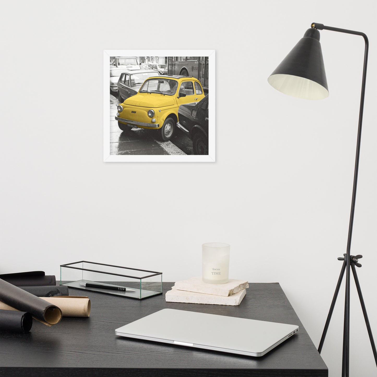 RF Framed photo paper poster “Cinquecento yellow”