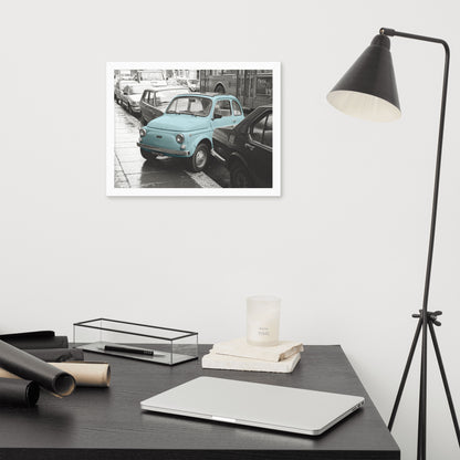 RF Framed photo paper poster “Cinquecento blue”