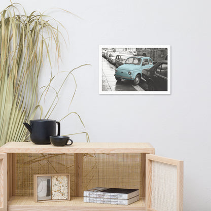 RF Framed photo paper poster “Cinquecento blue”