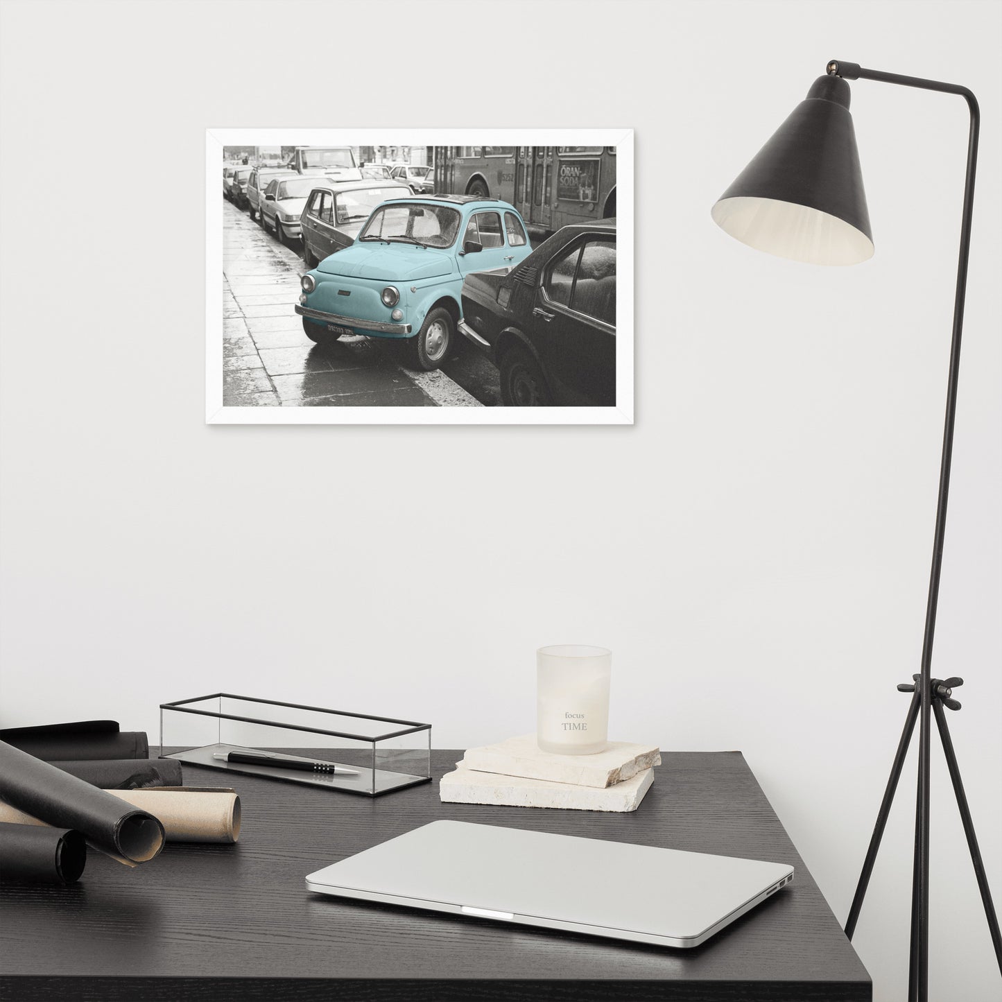 RF Framed photo paper poster “Cinquecento blue”