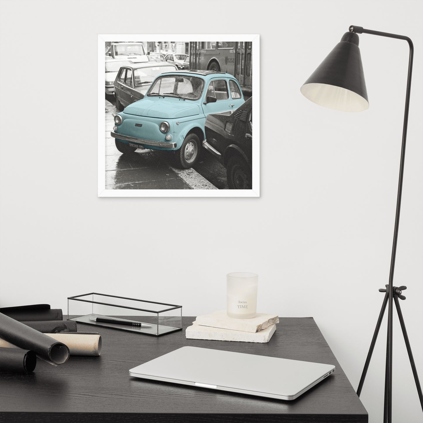 RF Framed photo paper poster “Cinquecento blue”