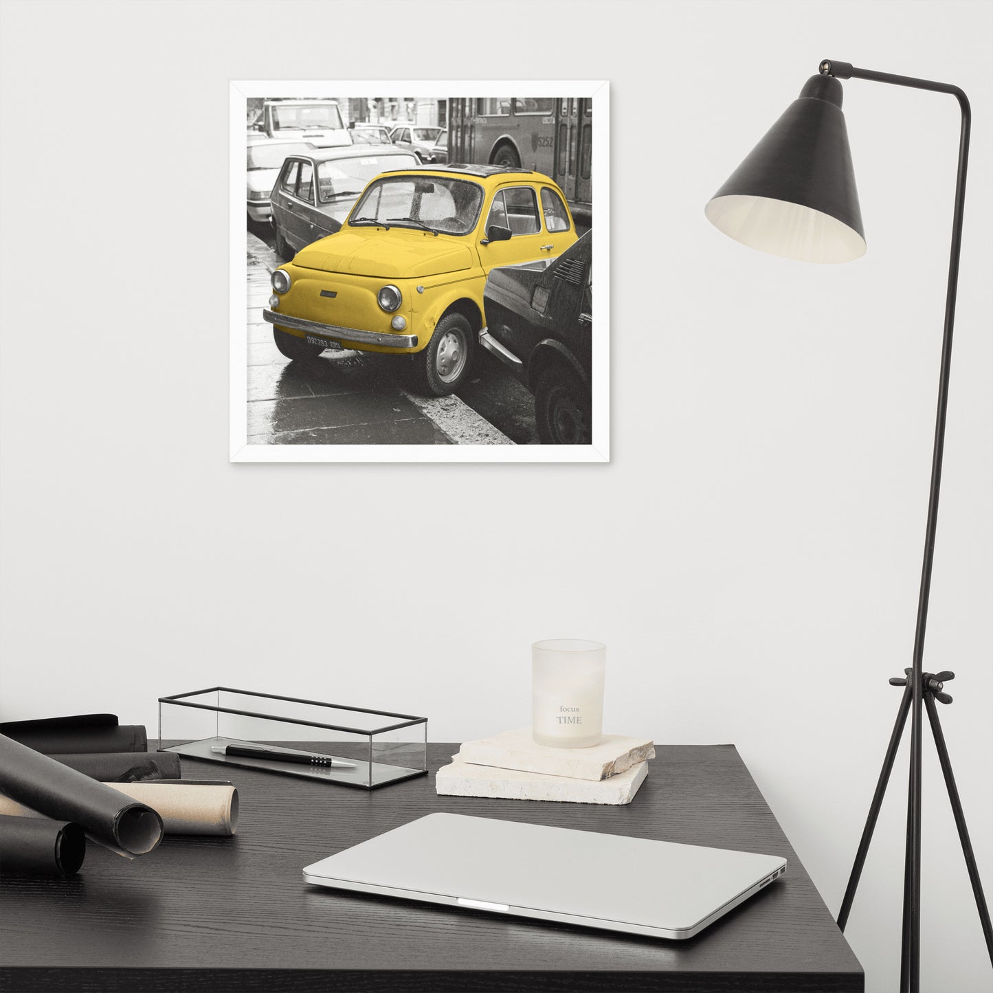 RF Framed photo paper poster “Cinquecento yellow”