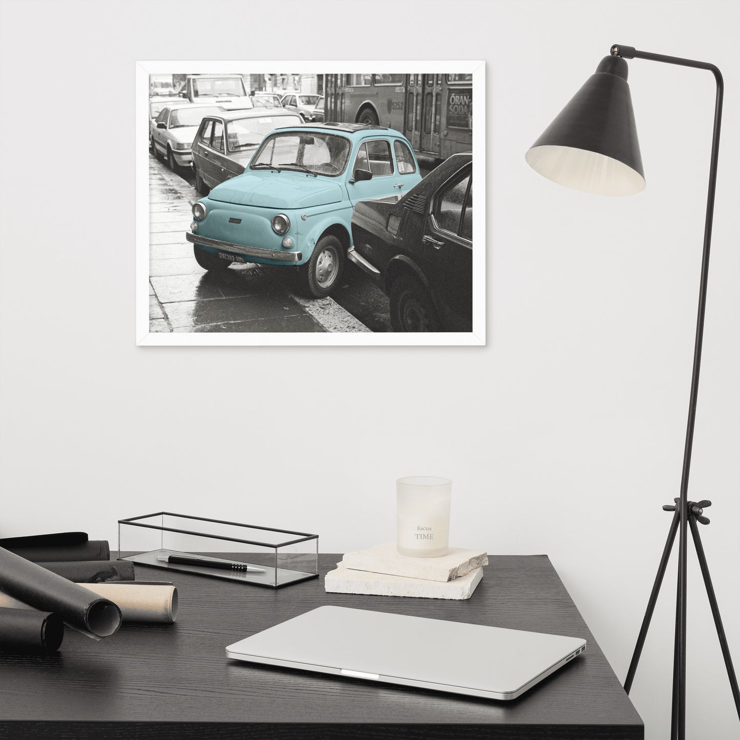 RF Framed photo paper poster “Cinquecento blue”