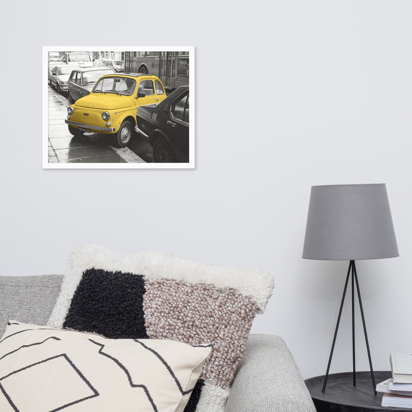 RF Framed photo paper poster “Cinquecento yellow”