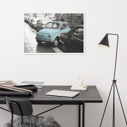 RF Framed photo paper poster “Cinquecento blue”