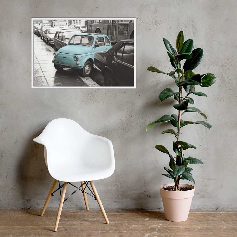 RF Framed photo paper poster “Cinquecento blue”