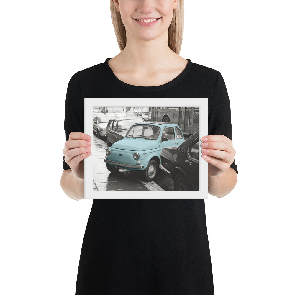 RF Framed photo paper poster “Cinquecento blue”