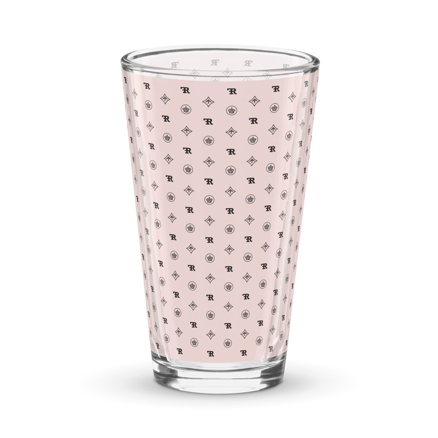 RF Shaker pint glass „CROWNS & BIRDS“ Misty Rose