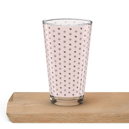 RF Shaker pint glass „CROWNS & BIRDS“ Misty Rose