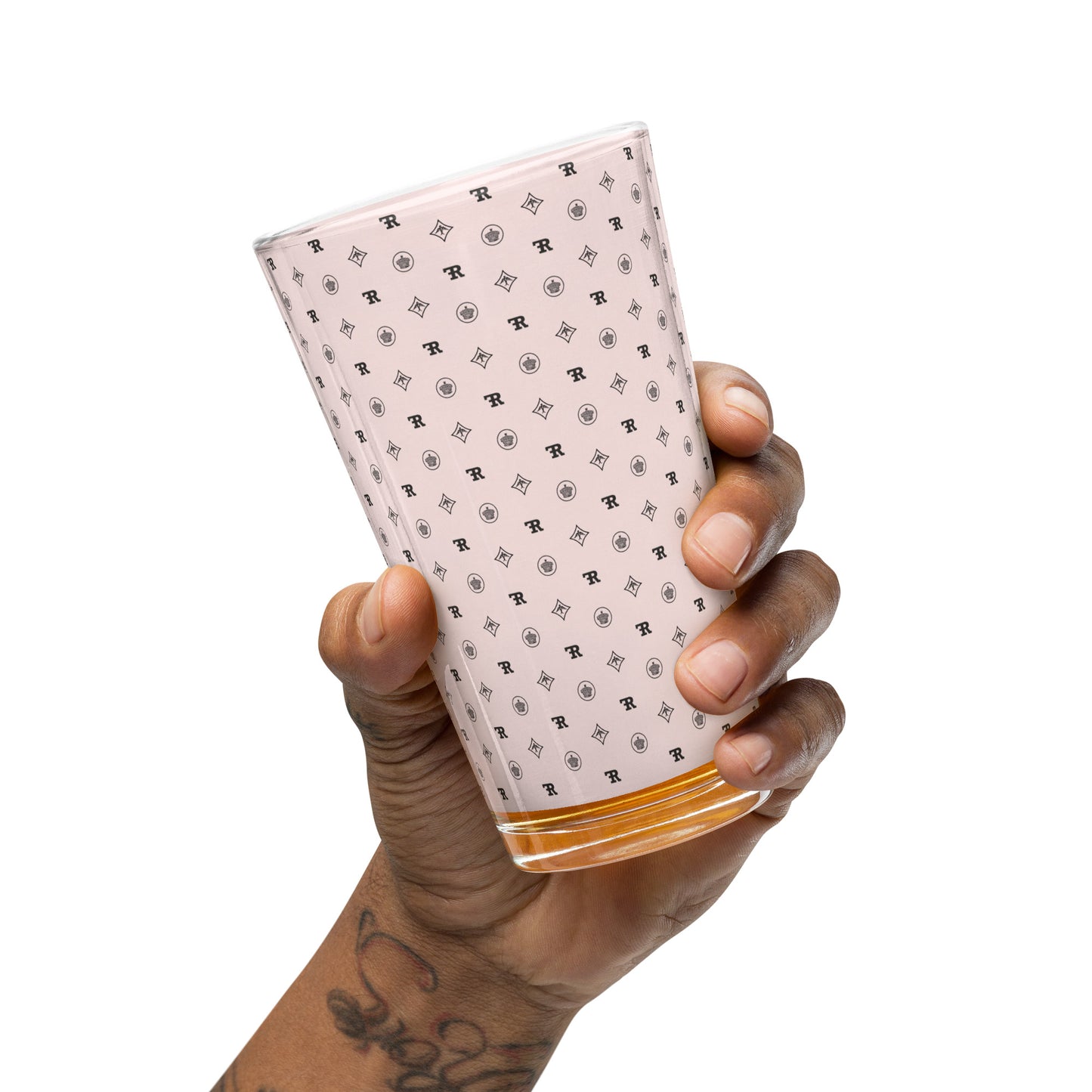 RF Shaker pint glass „CROWNS & BIRDS“ Misty Rose