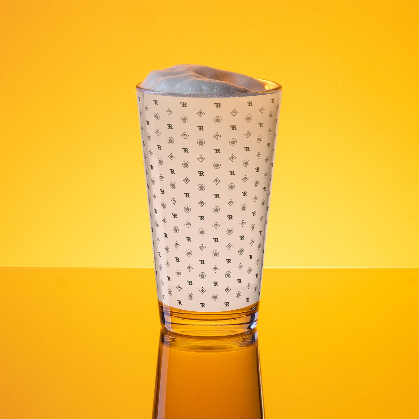 RF Shaker pint glass „CROWNS & BIRDS“ Misty Rose