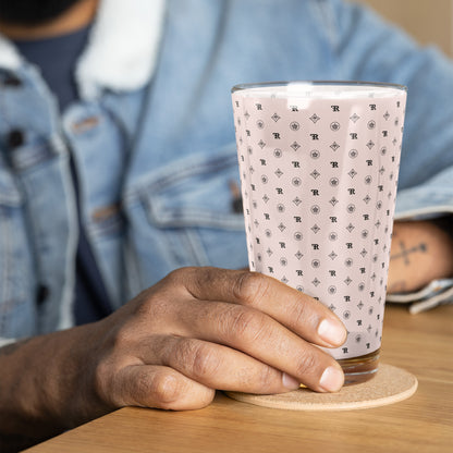 RF Shaker pint glass „CROWNS & BIRDS“ Misty Rose