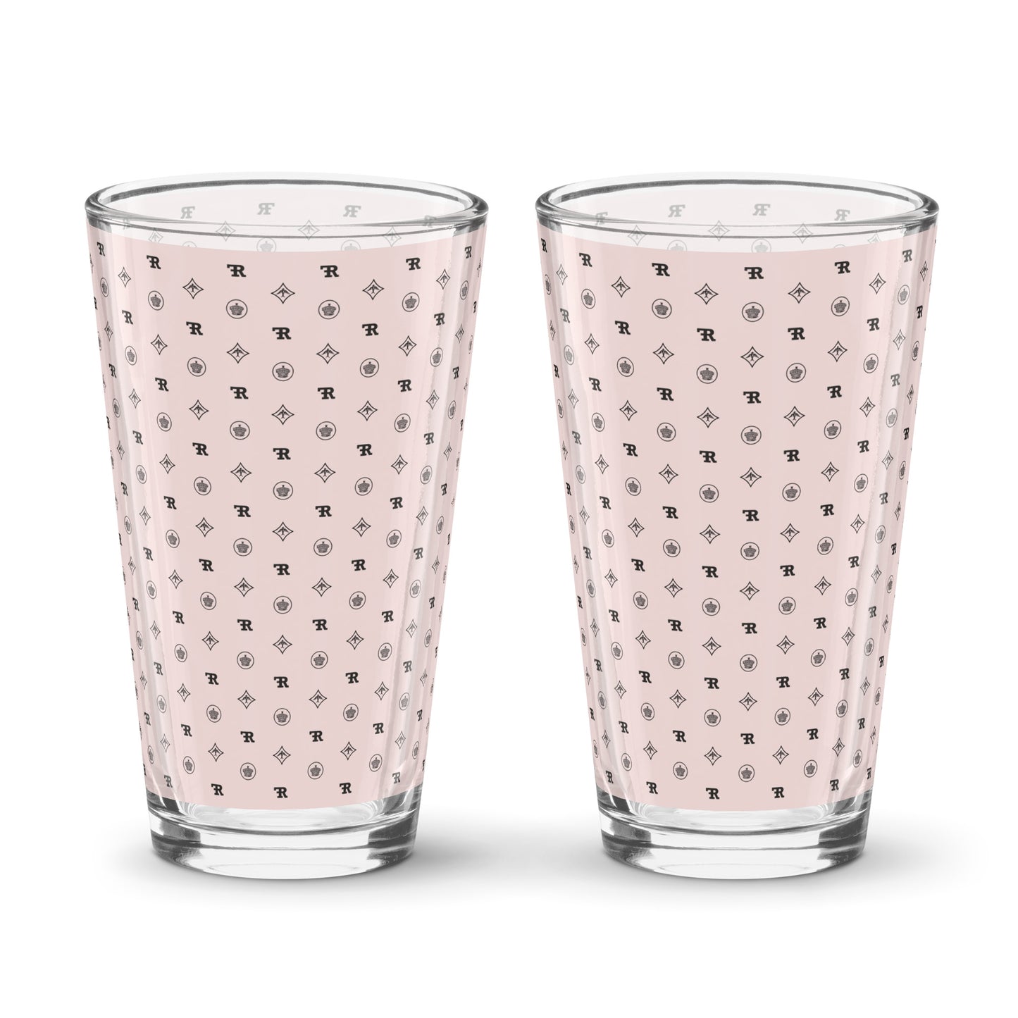 RF Shaker pint glass „CROWNS & BIRDS“ Misty Rose