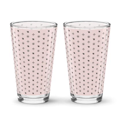 RF Shaker pint glass „CROWNS & BIRDS“ Misty Rose