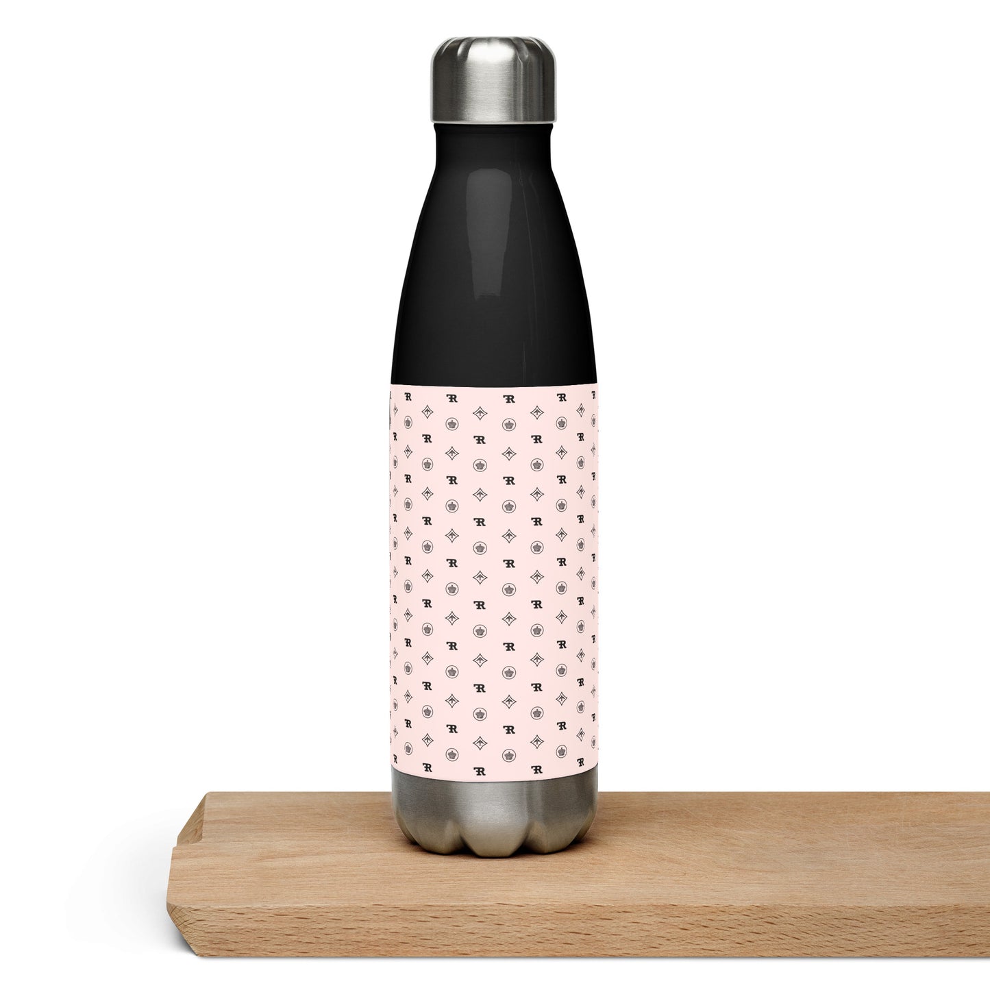 RF Stainless steel water bottle „CROWNS & BIRDS“ Misty Rose