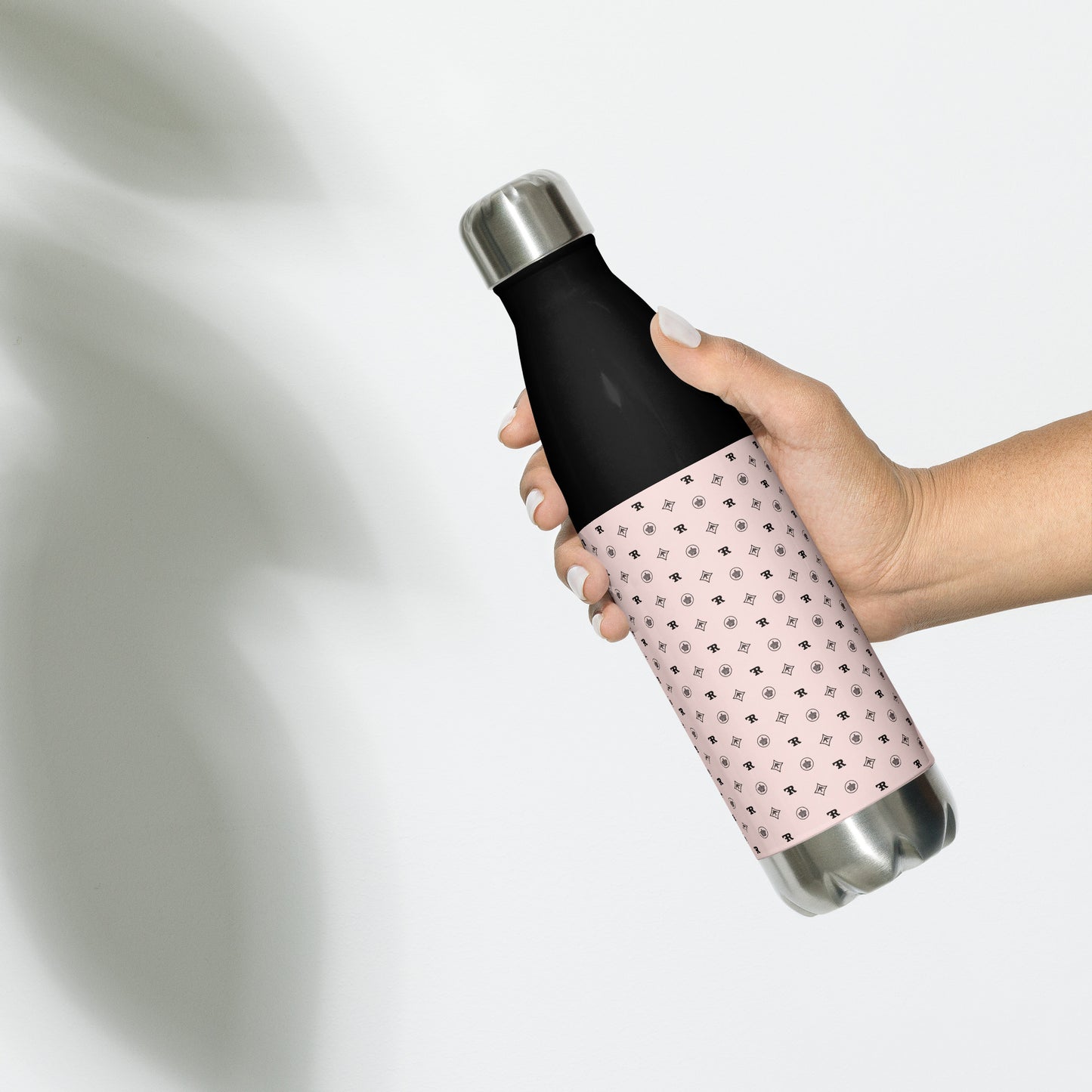 RF Stainless steel water bottle „CROWNS & BIRDS“ Misty Rose