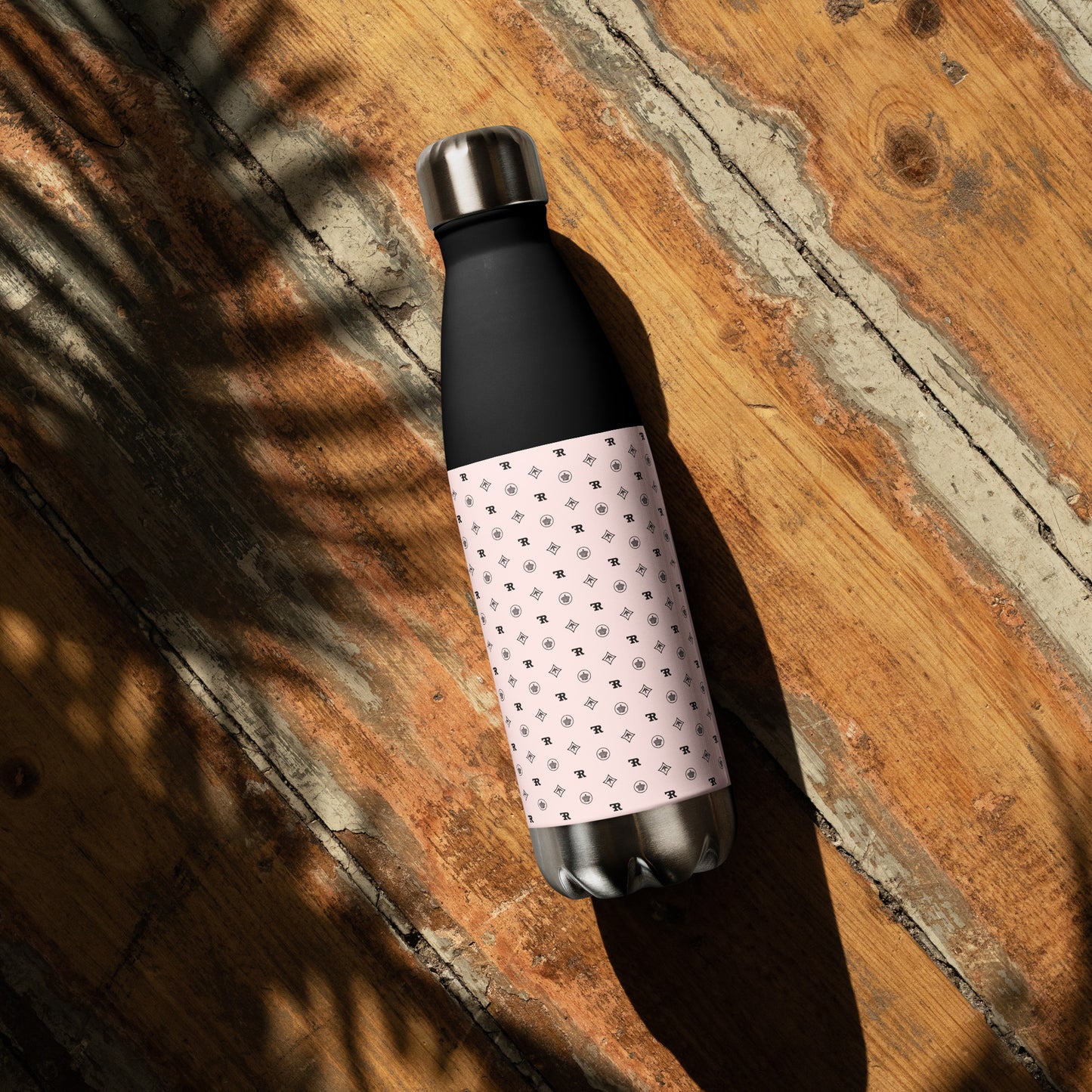 RF Stainless steel water bottle „CROWNS & BIRDS“ Misty Rose